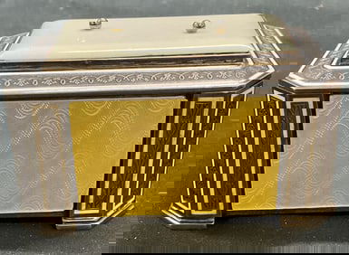 Art Deco 935 Silver Guilloche Enamel Jewelry Box