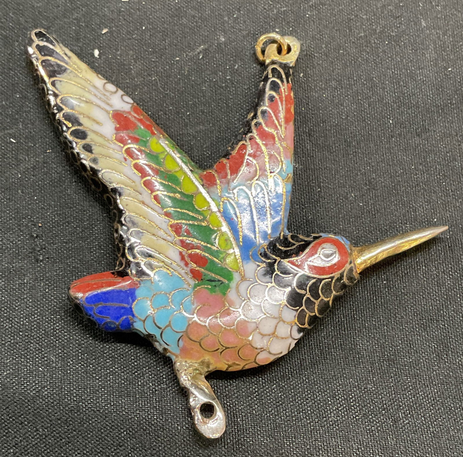 Vintage Cloisonne Enamel Hummingbird Pendant (1 of 6)