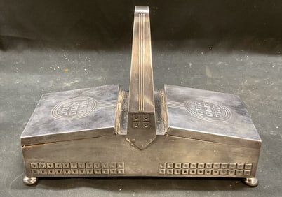 Signed Antique Art Deco Silver Pl Cigarette Box