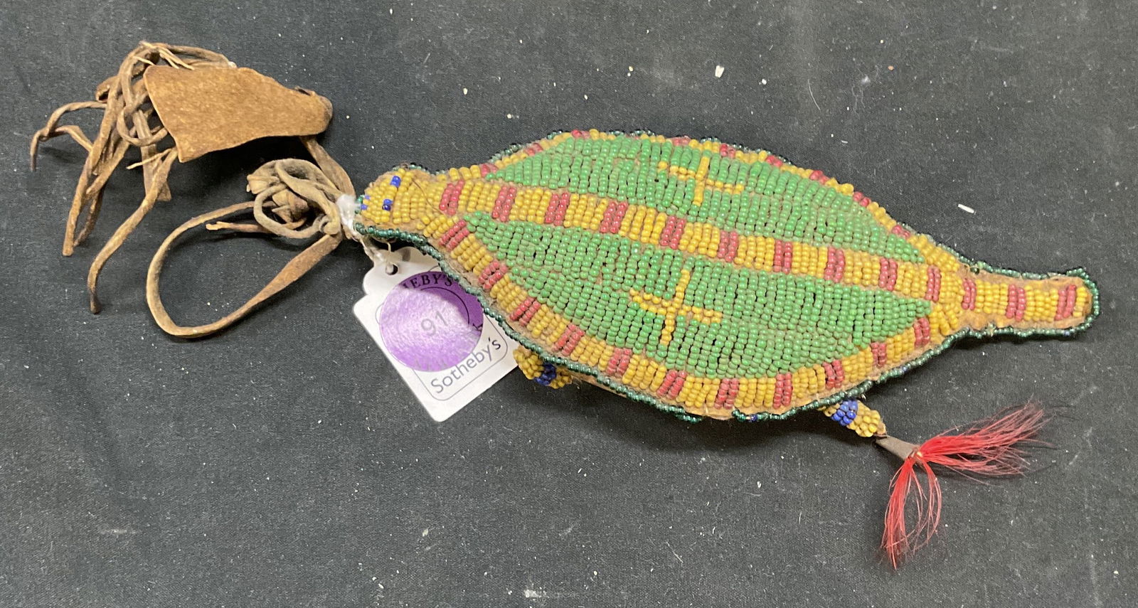 Antq Native American Beaded Turtle Rattle (1 of 6)