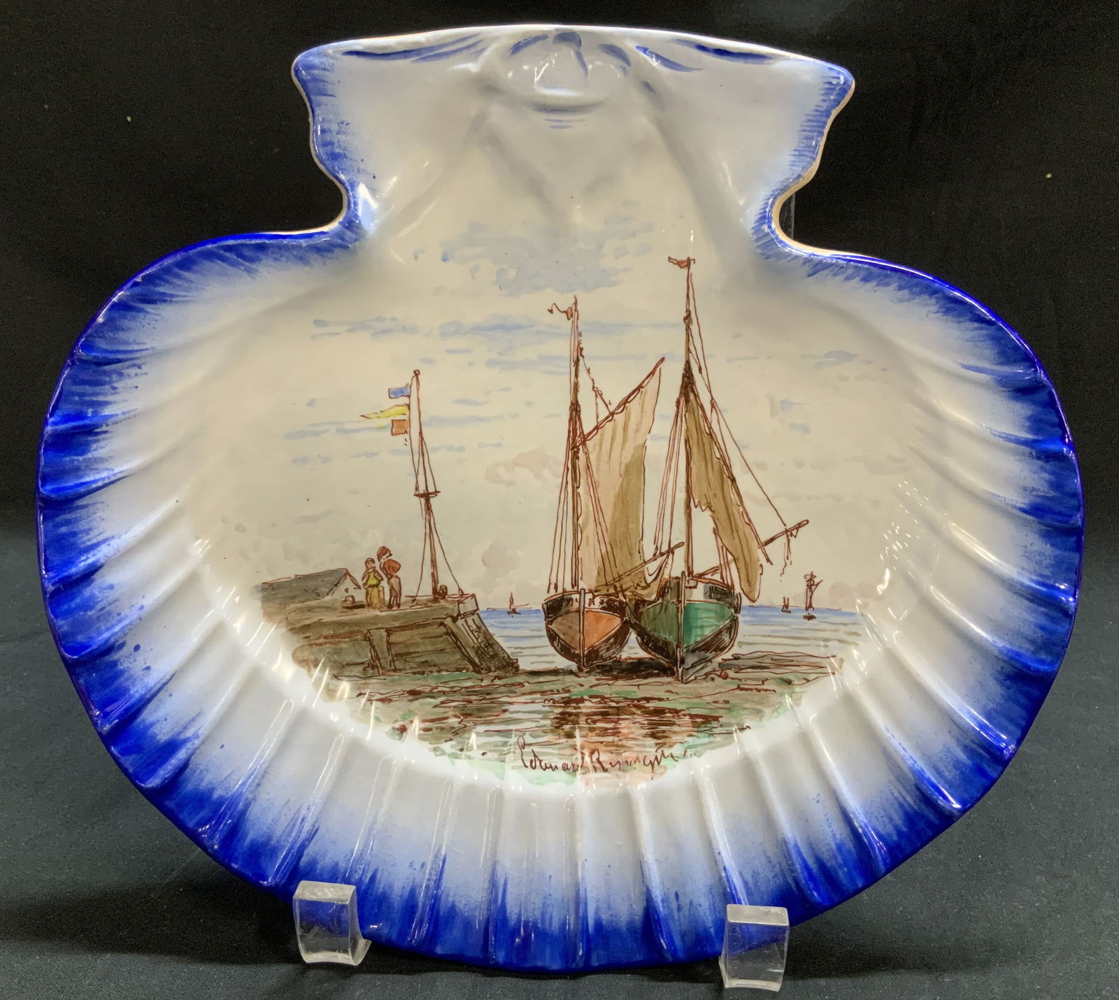 Antique Choisy-Le-Roi Shell Ceramic Dish FRANCE (1 of 6)