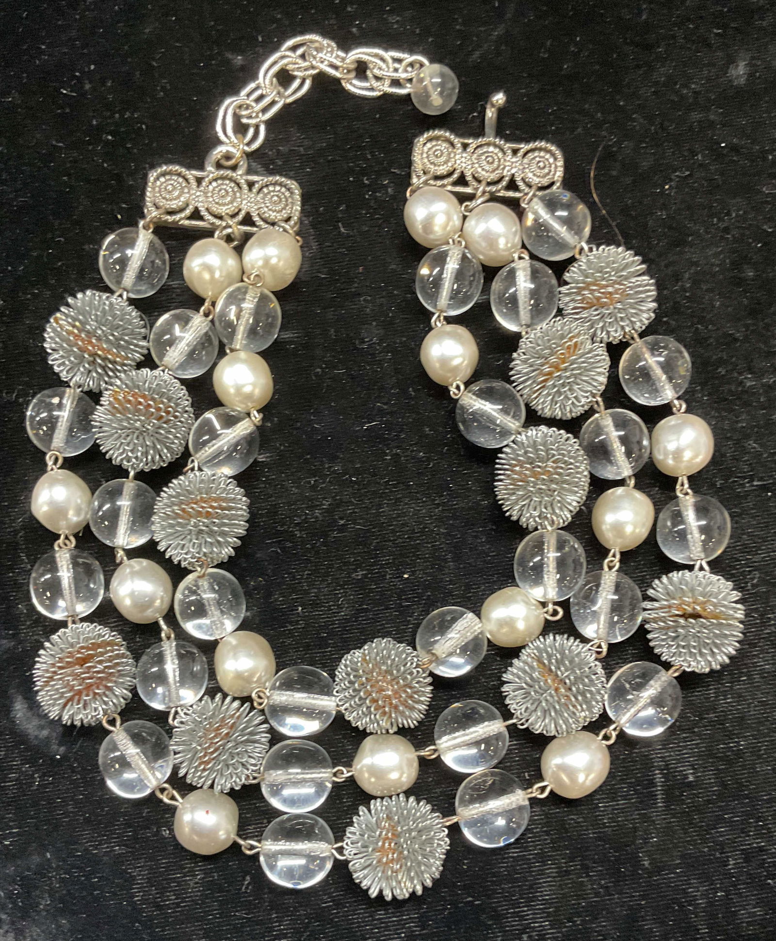 Vtg Iris Apfel Silver Tn Faux Pearl Necklace (1 of 6)