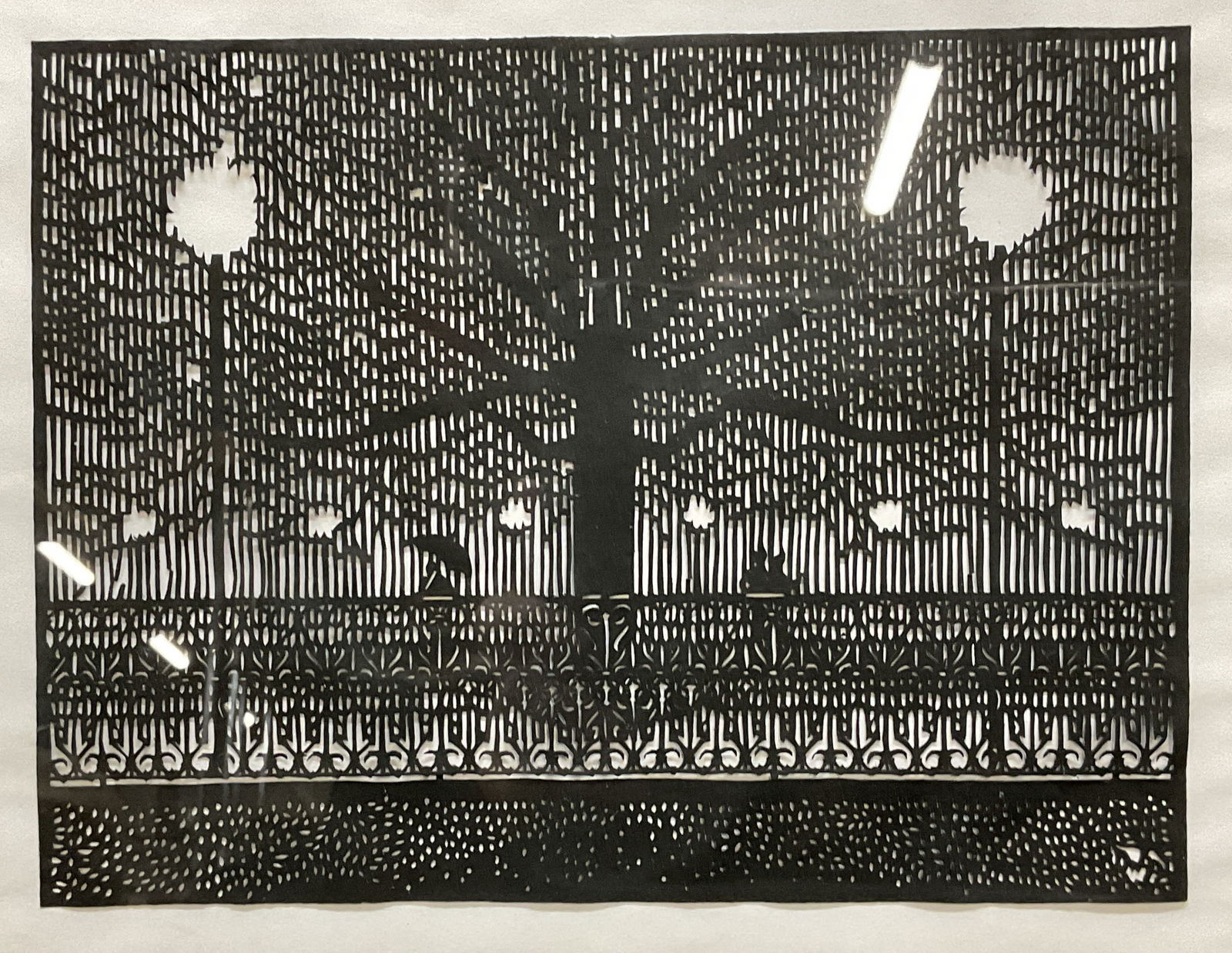 Framed Monochrome Paper Cut Out, Park Scene (1 of 6)