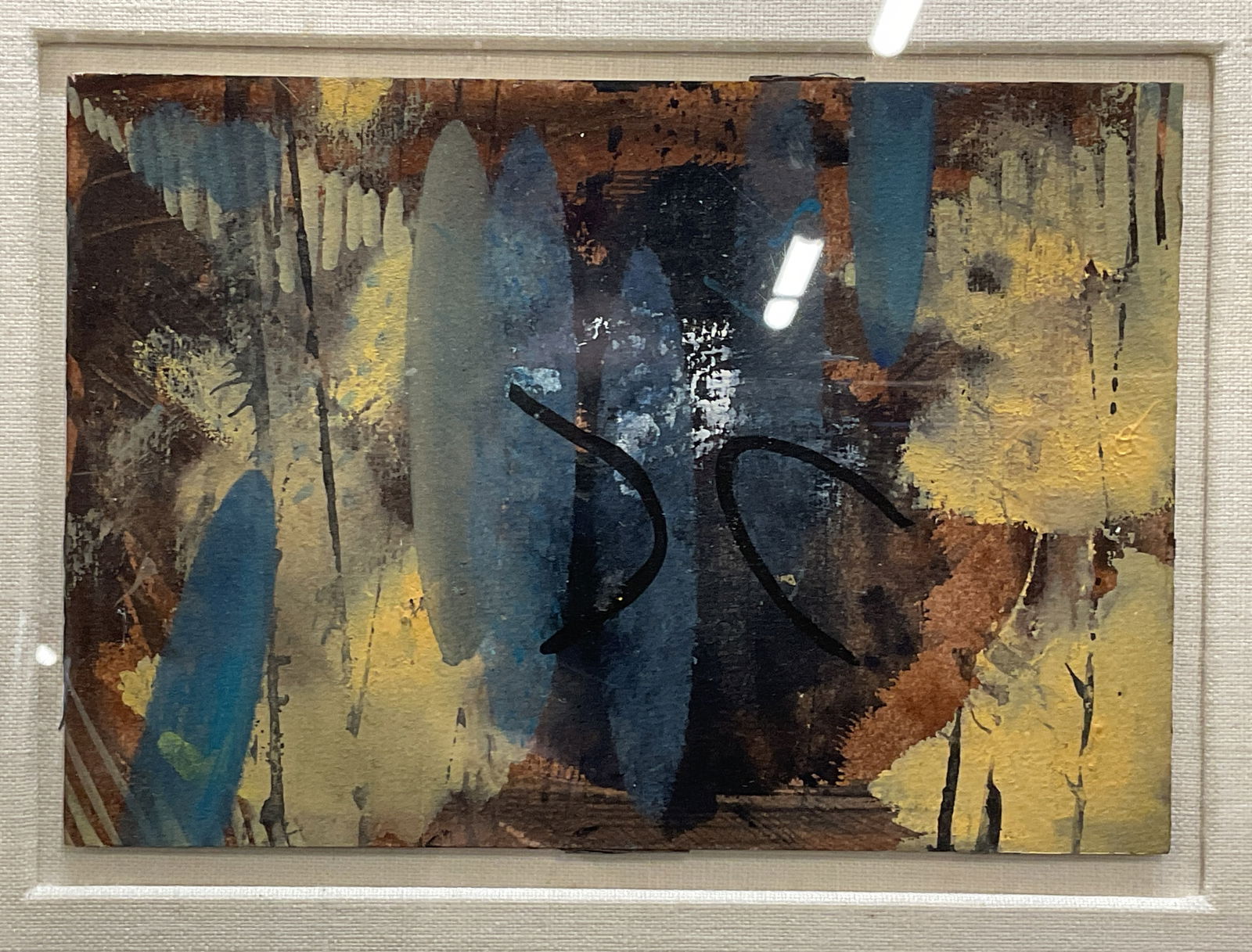 Framed Bunny Harvey Abstract Gouache Painting: Framed and mounted gouache painting on paper. Artist label from Berry Hill Galleries affixed to verso, Bunny Harvey. Signed on reverse, not examined out of frame. Signed letter with inscription affixe