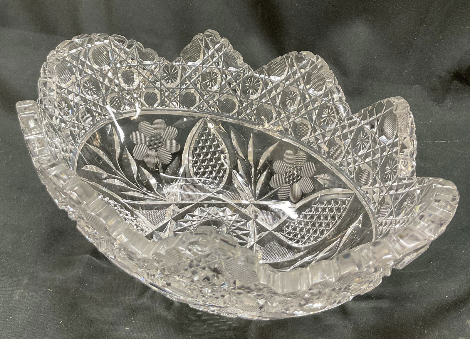 American Brilliant Period Style Cut Crystal Bowl (1 of 8)