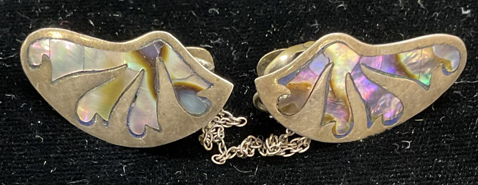 Alpaca Sterling Silver Shell Sweater Clips, Mexico (1 of 6)