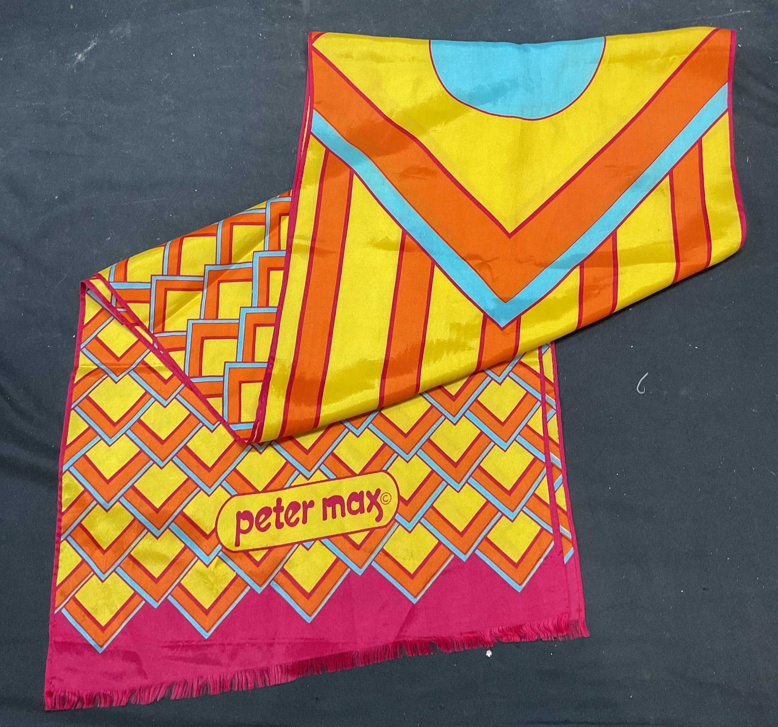 Vintage Peter Max Geometric Print Silk Scarf (1 of 6)