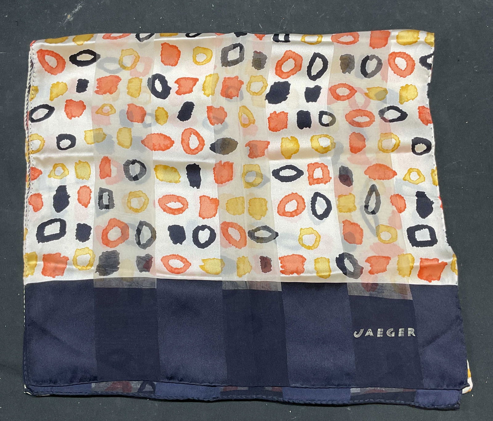 Vintage Jaeger Blue Pink & Yellow Print Silk Scarf (1 of 6)