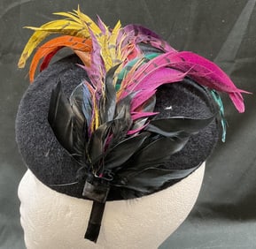 Sherels Black Feathered Fascinator Hat New York