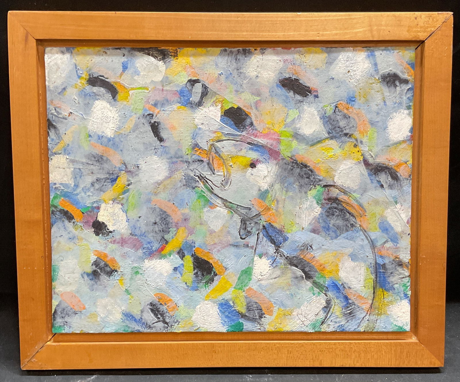 Framed Abstract Blue Fish Oil Painting (1 of 6)