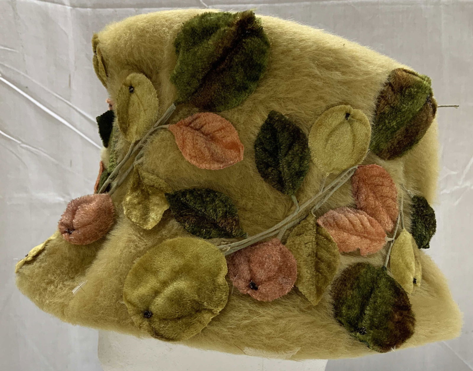 Clover Lane Yellow Felt Hat W Leaf Appliques (1 of 8)