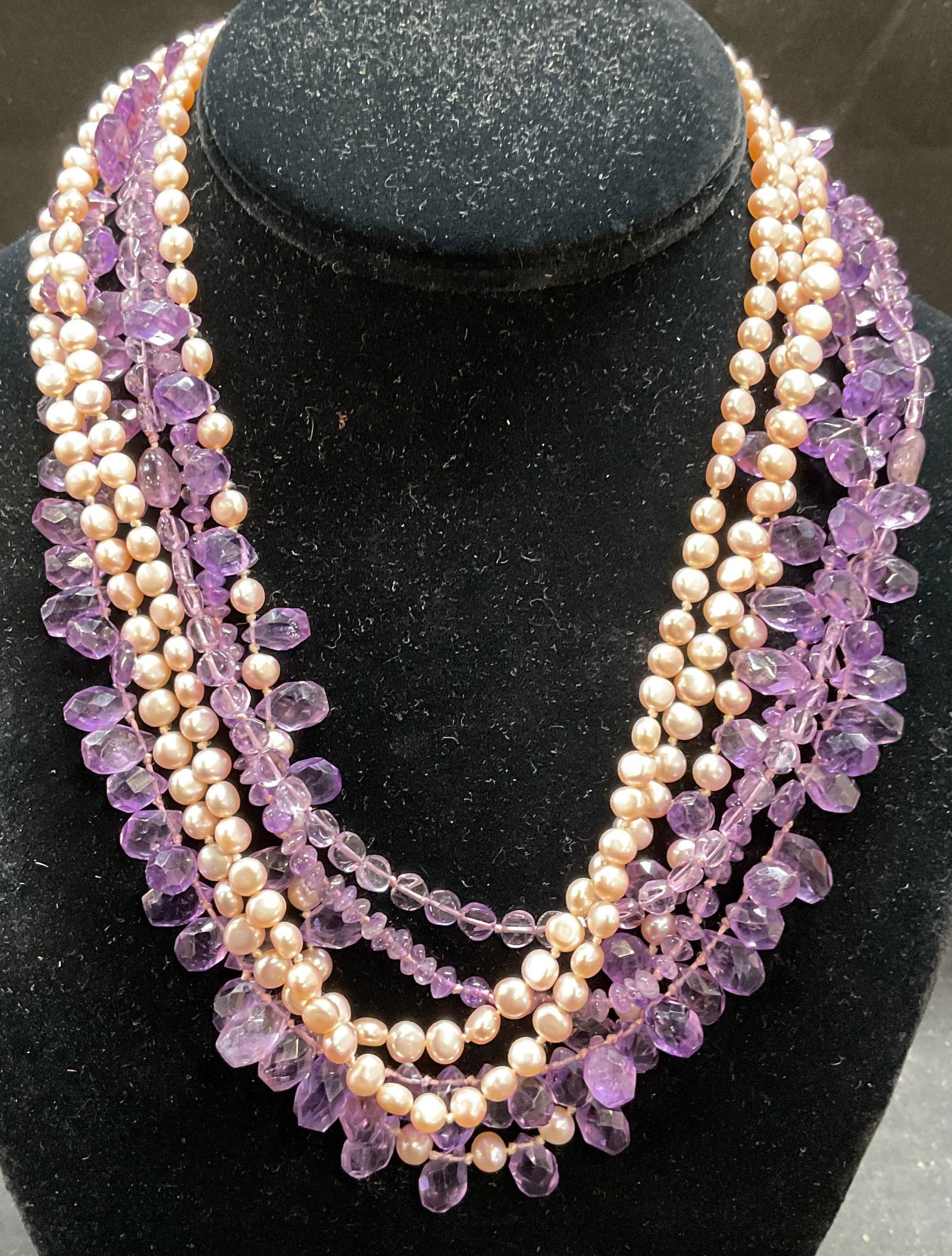 Amethyst & Pearl Six Strand Necklace (1 of 6)