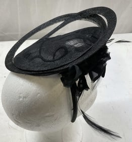 Swan Hat Black Feathered Fascinator USA