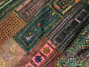 Antique Hand Made Embroidered Tapestry Quilt