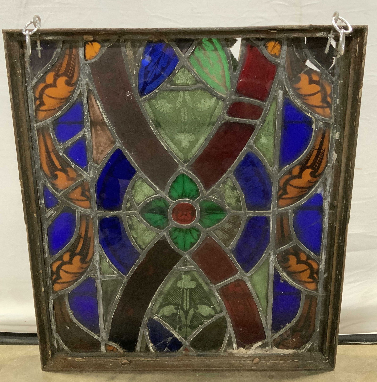 Antique Stained Glass Floral Window Panel (1 of 7)