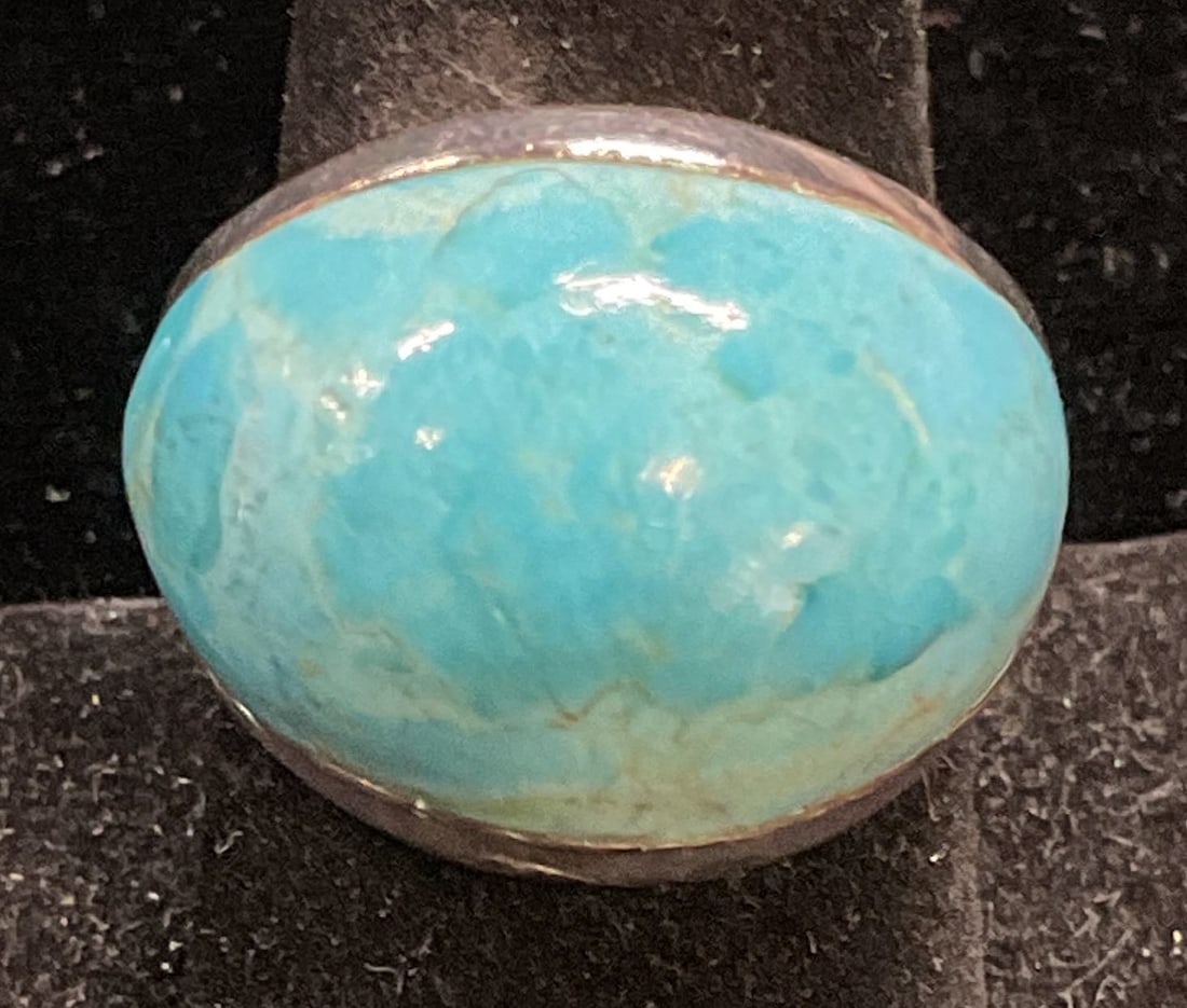 Signed Sterling Silver Turquoise Domed Ring (1 of 6)