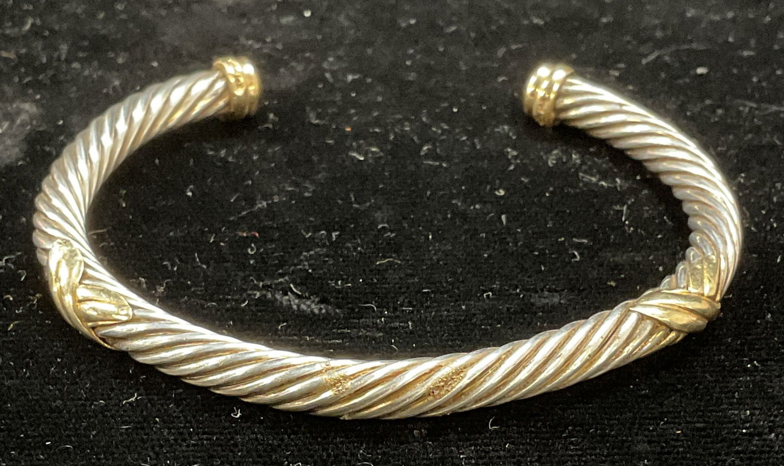 Signed Sterling Silver 14K Gold Cable Bracelet (1 of 6)