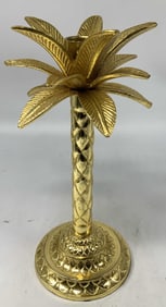 Gold Toned Palm Tree Candle Holder