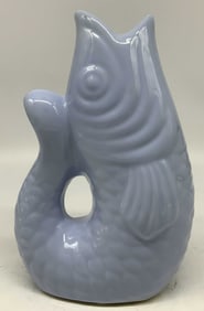 Hand Painted Blue Ceramic Gurgle Fish Vase