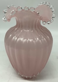Hand Blown Pink Art Glass Handkerchief Vase