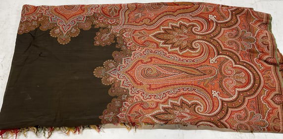 Vintage Paisley Pattern Fringed Shawl