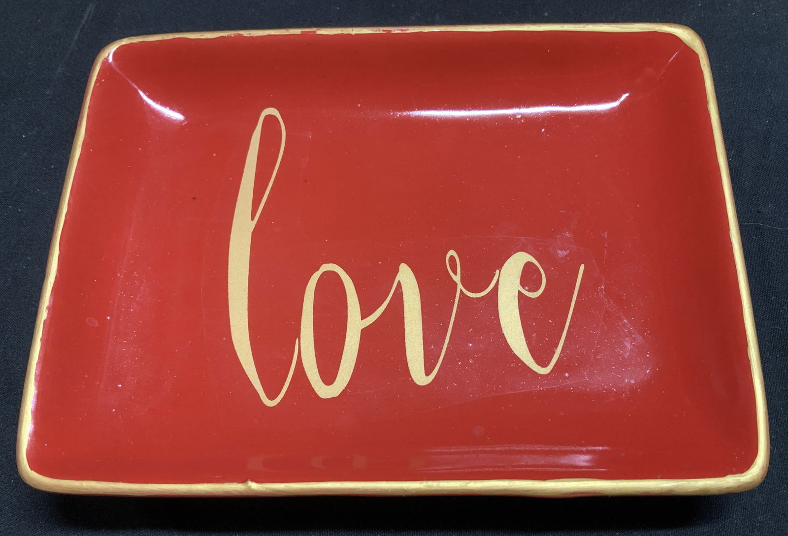 Red & Gilt Love Ceramic Trinket Dish (1 of 6)