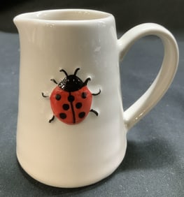 Embossed Painted Ladybug Ceramic Creamer