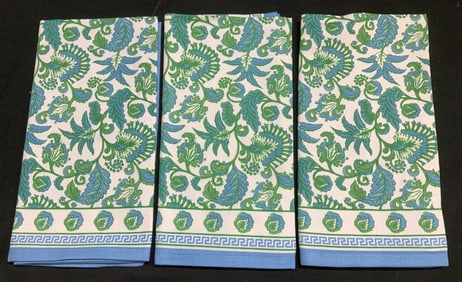 Set 3 Twos Company Green Floral Napkins INDIA