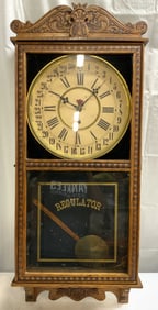 Antq REGULATOR Carved Wooden Wall Clock