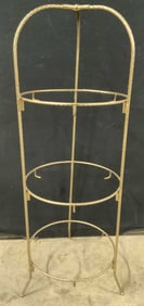 Vintage Gilt Metal Tri Level Plate Rack 33in XL