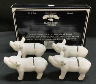 Twos Company Set 4 Pig Pen Place Card Holders