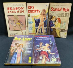 Lot 5 Pulp Fiction Erotica Books 1950-1960s DAVIS