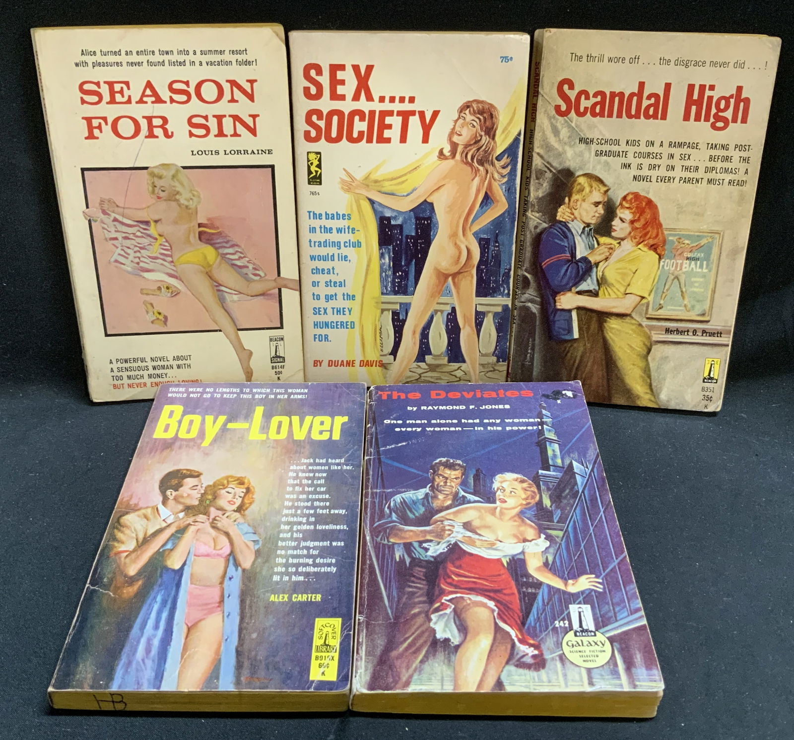 Lot 5 Pulp Fiction Erotica Books 1950-1960s DAVIS (1 of 7)