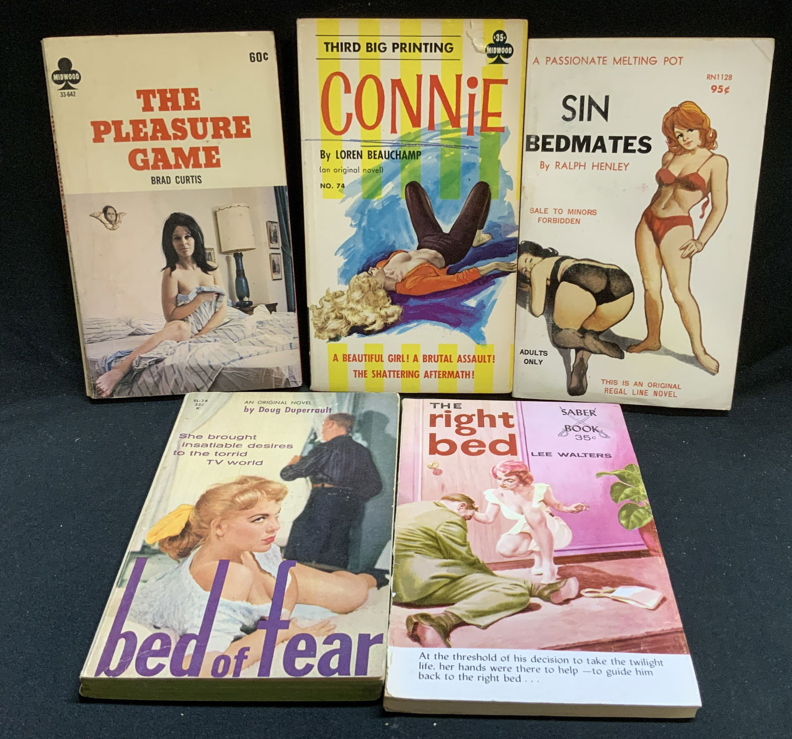 Lot 5 Pulp Fiction Erotica Books 1950-1960s CURTIS (1 of 7)
