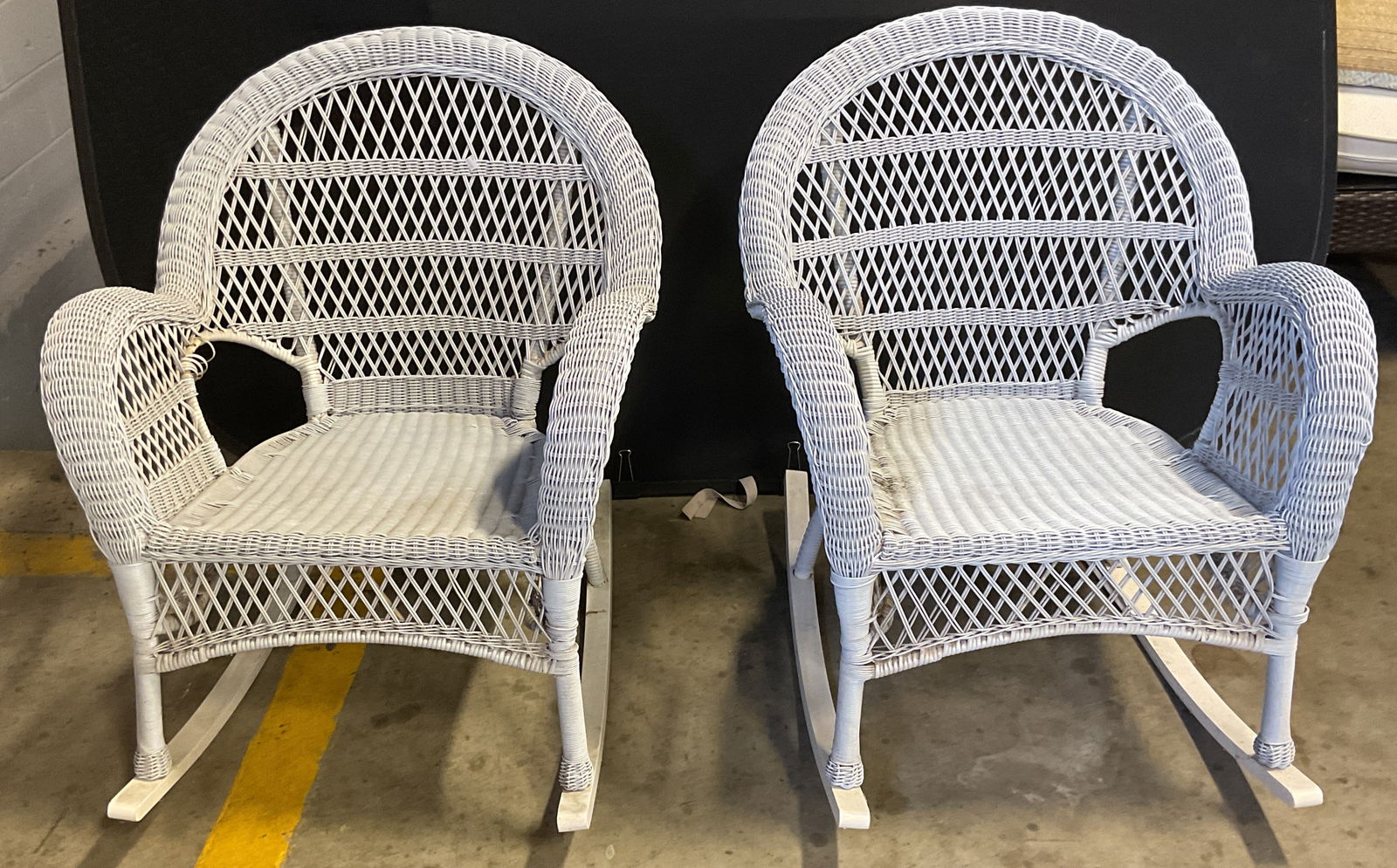 Pair Grey Blue Wicker Rocking Chairs (1 of 6)