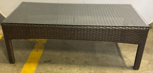Alfresco Brown Wicker Glass Top Coffee Table