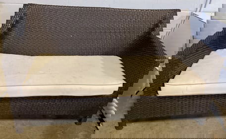 Alfresco Brown Wicker Patio Sofa with Cushion