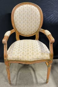 Louis XVI Style Upholstered Medallion Armchair