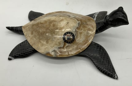 GRAND CAYMAN Carved Stone Sea Turtle Figurine