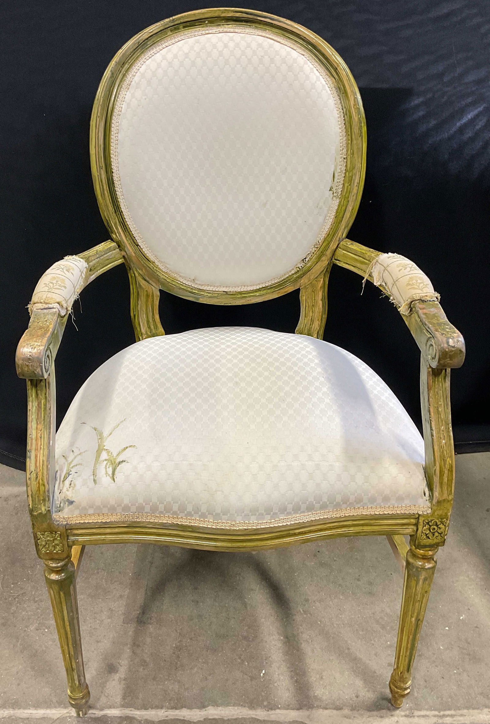Louis XVI Style Upholstered Medallion Armchair (1 of 8)