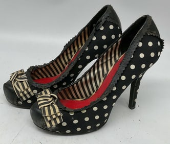 Not Rated Black White Dot High Heels