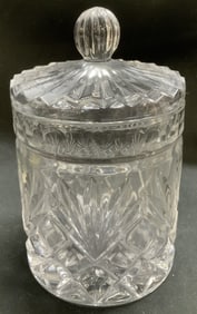 Vntg Cut Crystal Glass Lidded Candy Jar