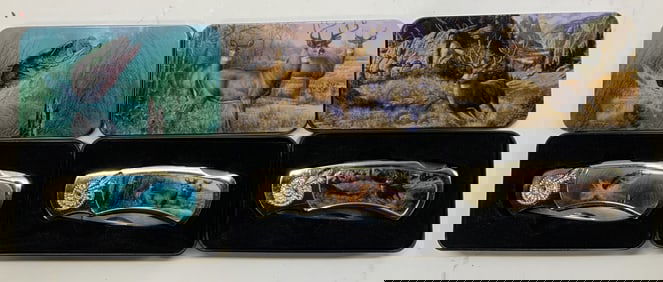 Lot 3 Deer & Fish Motif Stainless Pocket Knifes