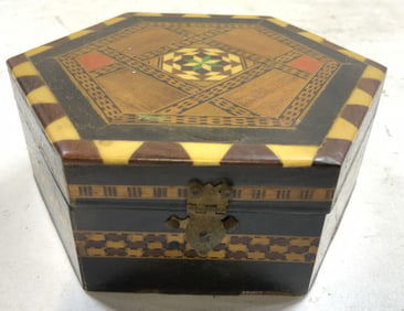 Vntg Inlaid Marquetry Keepsake Box W Lid