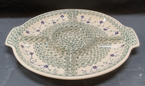 Boleslawca Art Pottery Divided Platter, Poland