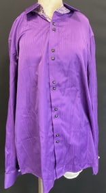 Domani Purple Cotton Long Sleeve Button Down