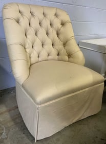 DREXEL HERITAGE Vtg Uph Tufted Swivel Arm Chr