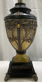 Vtg Ornate Urn Style Composite Table Lamp