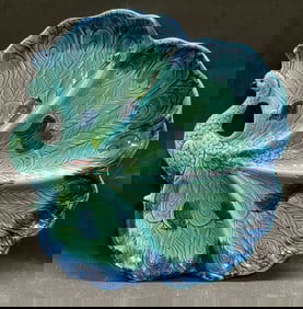 Vintage Enesco Ceramic Peacock Divided Dish