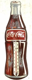 COCA COLA Vtg Metal Bottle Wall Thermometer 16.5in